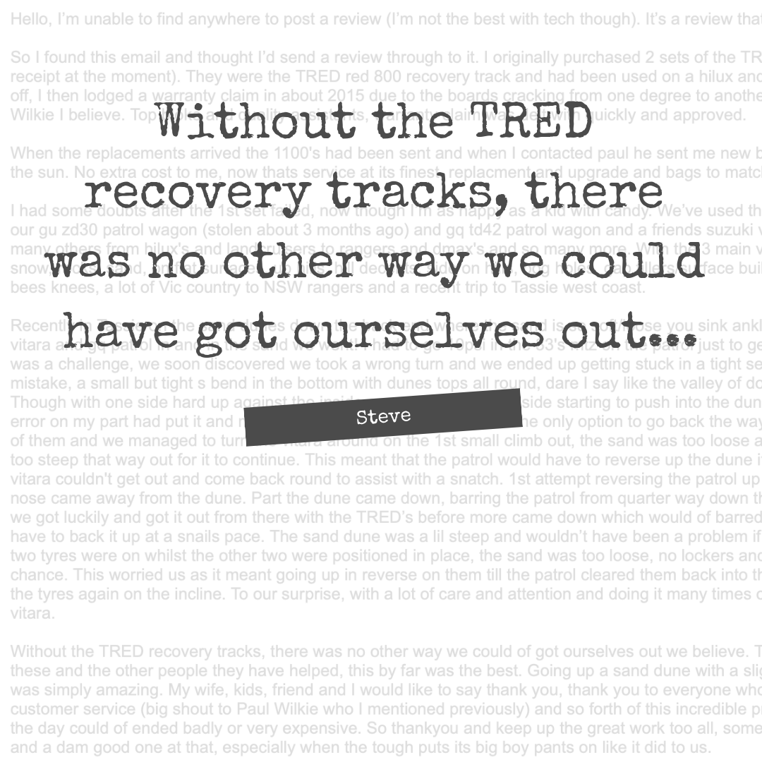 Testimonial - Steve - TRED Australia