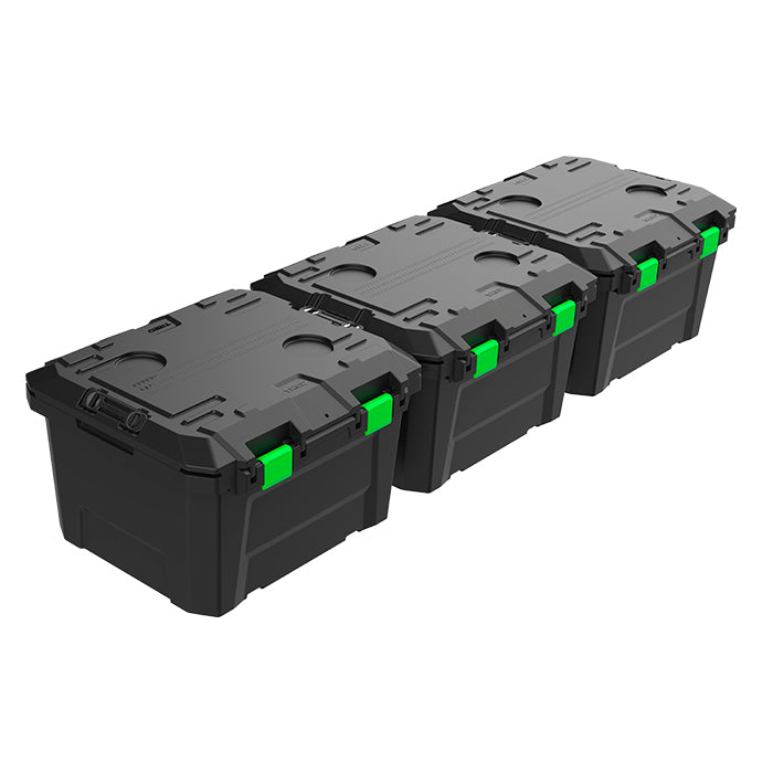 Set of 3 TRED Storage Boxes 65L - BLACK